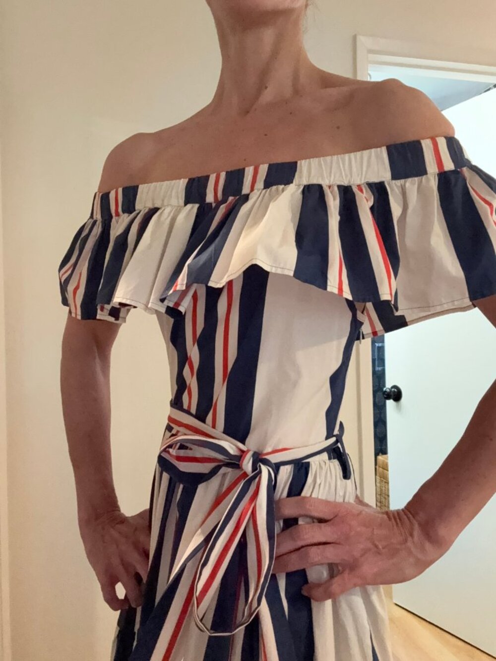 La Double J Blue Yacht Off-the-shoulder Tiered Maxi Dress. NWT - Picture 10 of 10